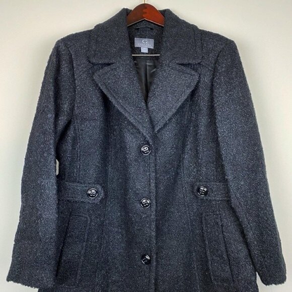 Gallery New York Plus Notch Collar Boucle Wool Blend Coat Black Size 2X NWT - Picture 5 of 11